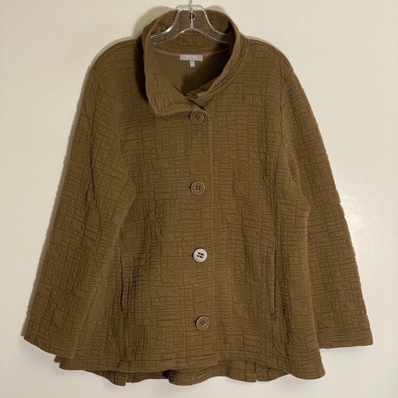 Habitat Jackets & Blazers - Habitat Jacket Womens XL Brown Cotton Textured Classy Boxy Modern Minimalist